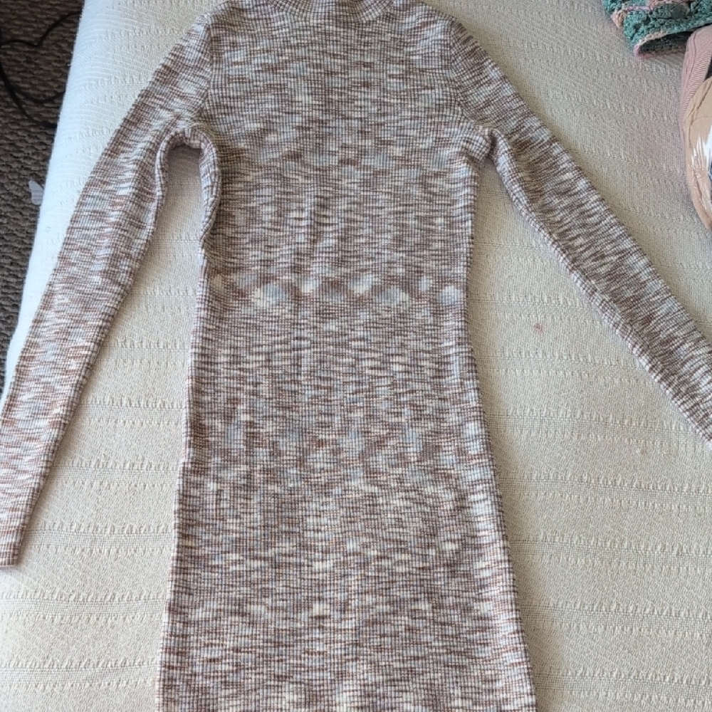 La Hearts Gray and White Bodycon Dress with Mock Neck